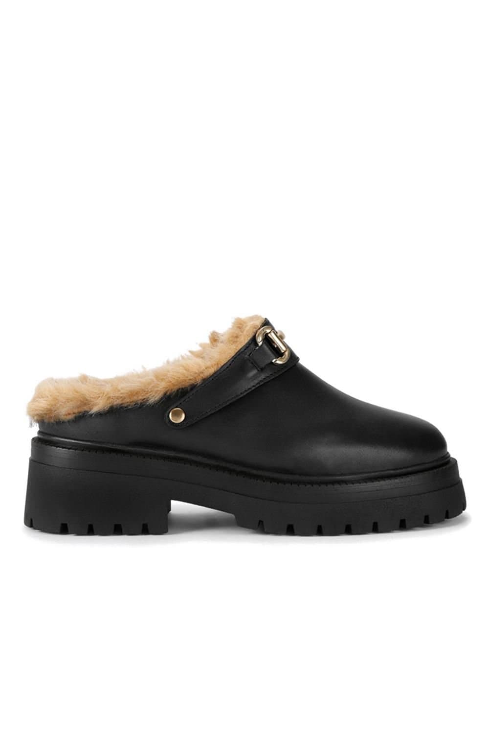 Steve Madden STEVE MADDEN Women's 'Erba Black Fur' Leather Heels