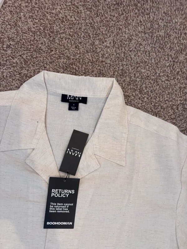 BoohooMAN BoohooMAN Linen Shirt - Cream - S