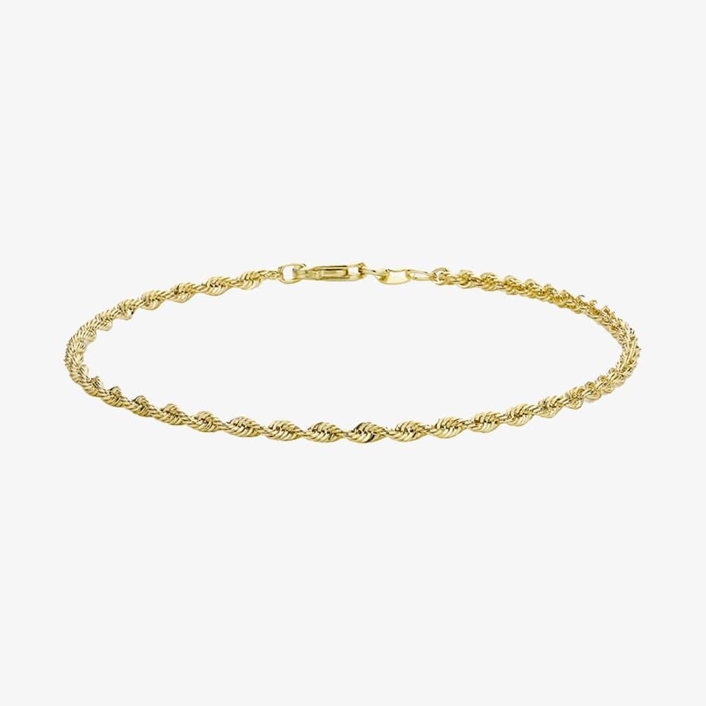 T.H.Baker T.H.Baker Women's 9ct Yellow Gold 18cm Hollow Rope Chain Bracelet 1.22.0781
