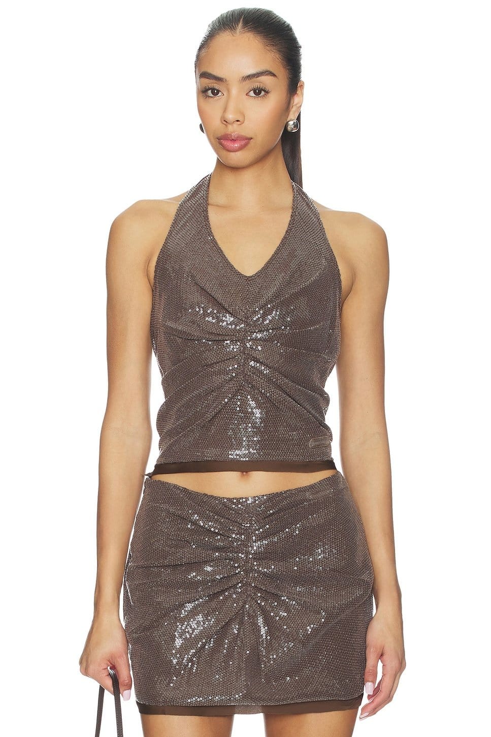 revolve Gather Sequin Halter Top - 1