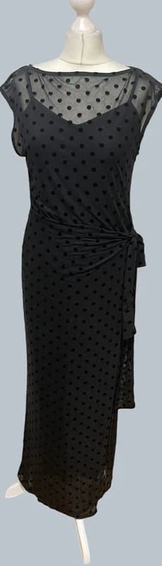 Never Fully Dressed Never Fully Dressed Black Polka Dot Mesh Midi Dress | Size UK 10 | RRP £185