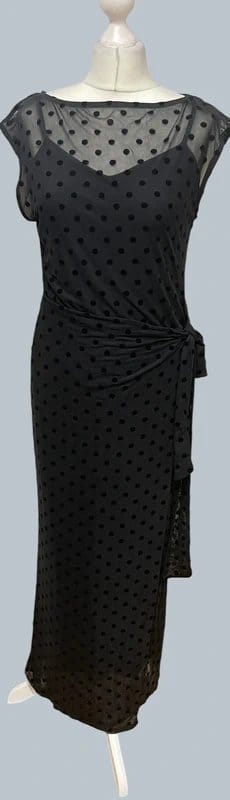 Never Fully Dressed Black Polka Dot Mesh Midi Dress