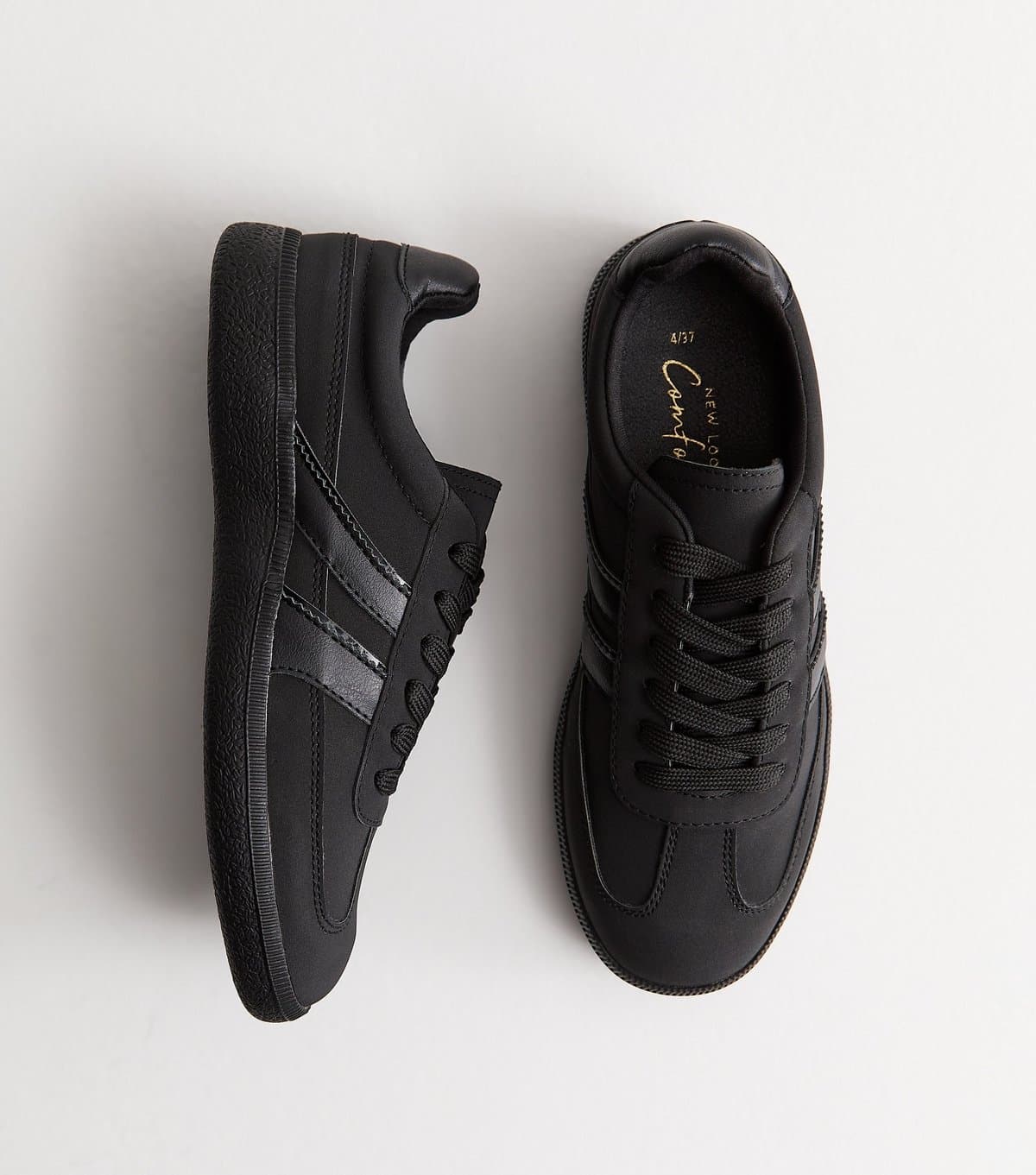 New Look New Look Black Faux Suede Lace-Up Vegan Trainers