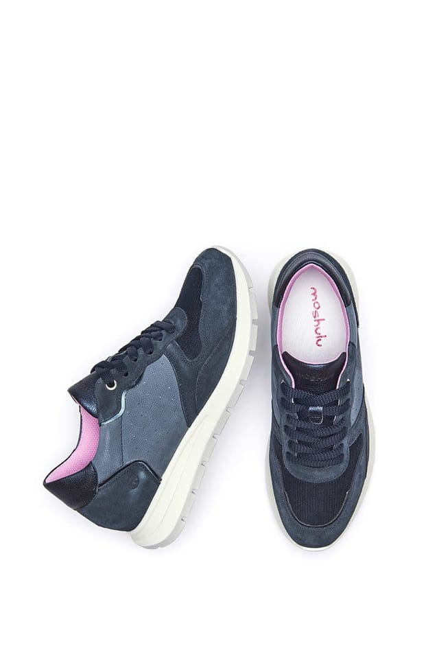 Moshulu Moshulu Women's 'Teresa' Lace Up Mesh Panel Trainers in Indigo - 2
