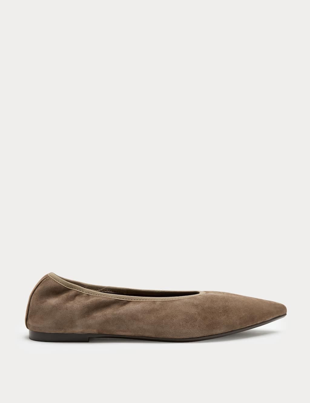 Marks & Spencer M&S Suede Flat Pointed Toe Ballet Pumps Fawn