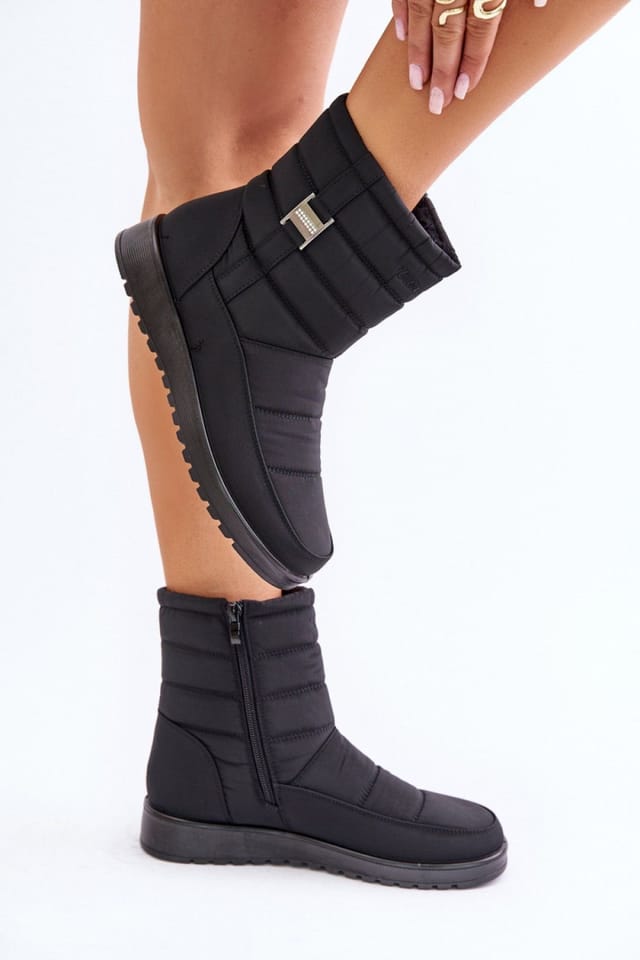 Love Lace Love Lace Women's Snow Boots Waterproof Fur Lined Side Zipper Reinforced Heel in Black - 3