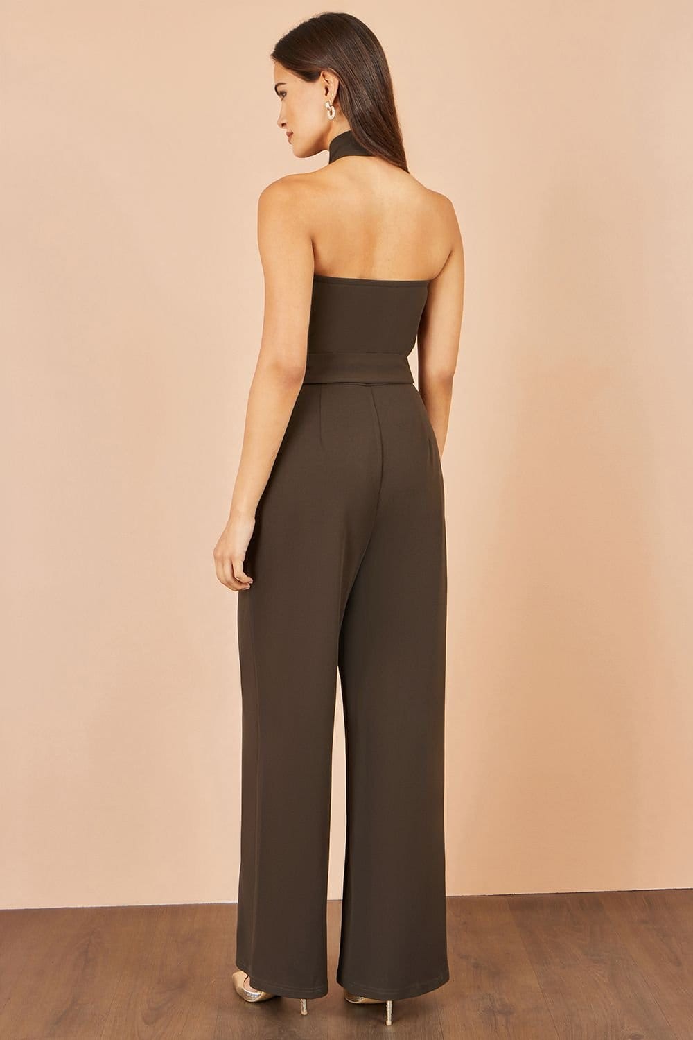 Yumi Yumi Women's Brown Cross Over Halter Neck Jumpsuit - 4