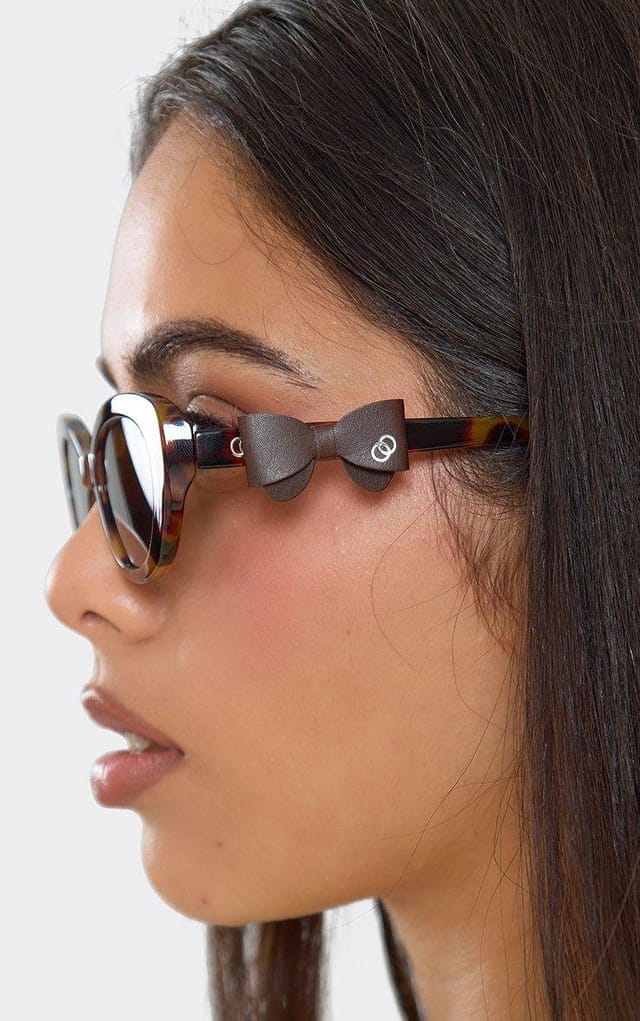 EGO Cateye Shaped Side Bow Detail Sunglasses In Leopard Print, Women's Size UK 0 - 2