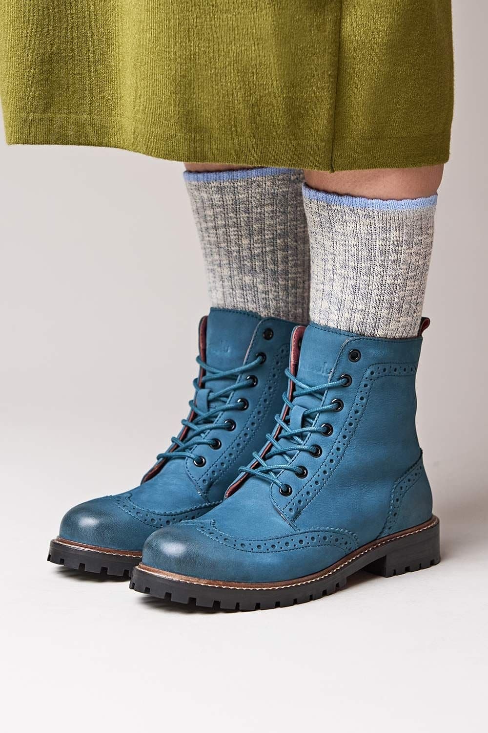 Moshulu Moshulu Women's 'Filico' Brogue Lace-up Boots in Teal