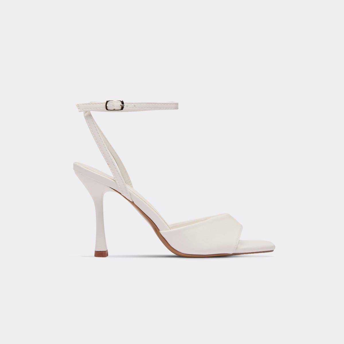 EGO Rued Ankle Strap Pointed Peep Toe Heel In White Faux Leather., Women's Size UK 3 - 1