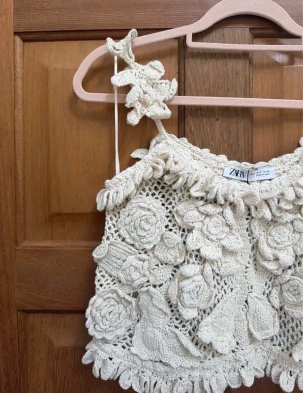 Zara Zara knit crochet cream top size small uk10 new with tags really cute