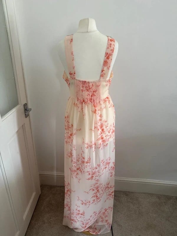 New Look Old Label New Look Cream Pink Floral Embellished Maxi Dress UK 12 Best Fit 10 Occasion - 1