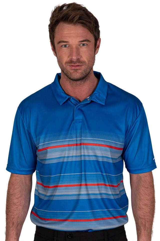 Under Par Under Par Men's Concealed Placket Multi Stripe Polo Shirt in Blue - 2