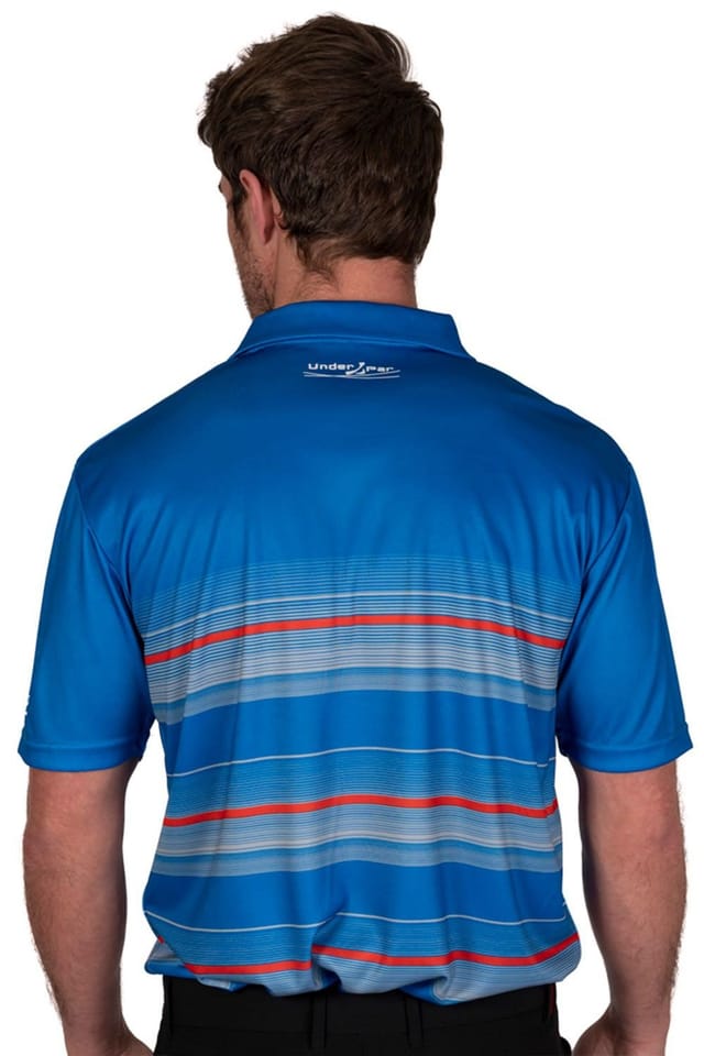 Under Par Under Par Men's Concealed Placket Multi Stripe Polo Shirt in Blue - 3