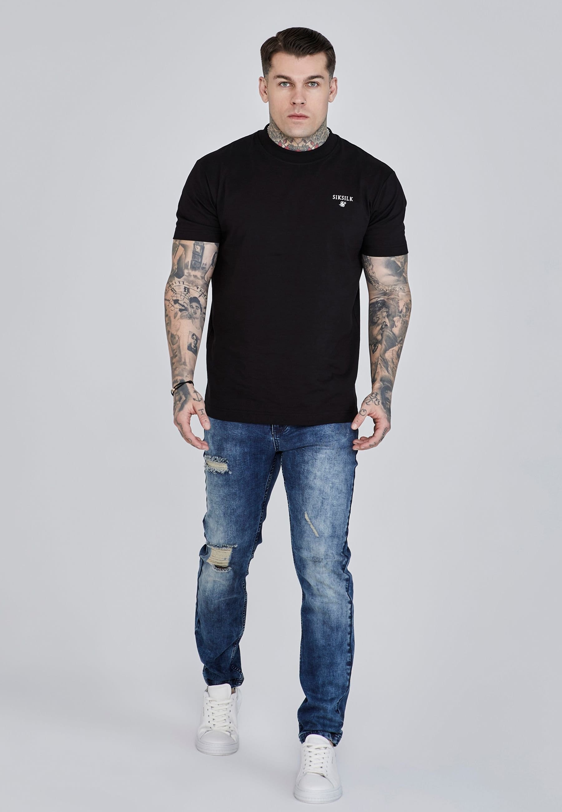 SikSilk SikSilk Men's Distressed Slim Fit in Blue - 4
