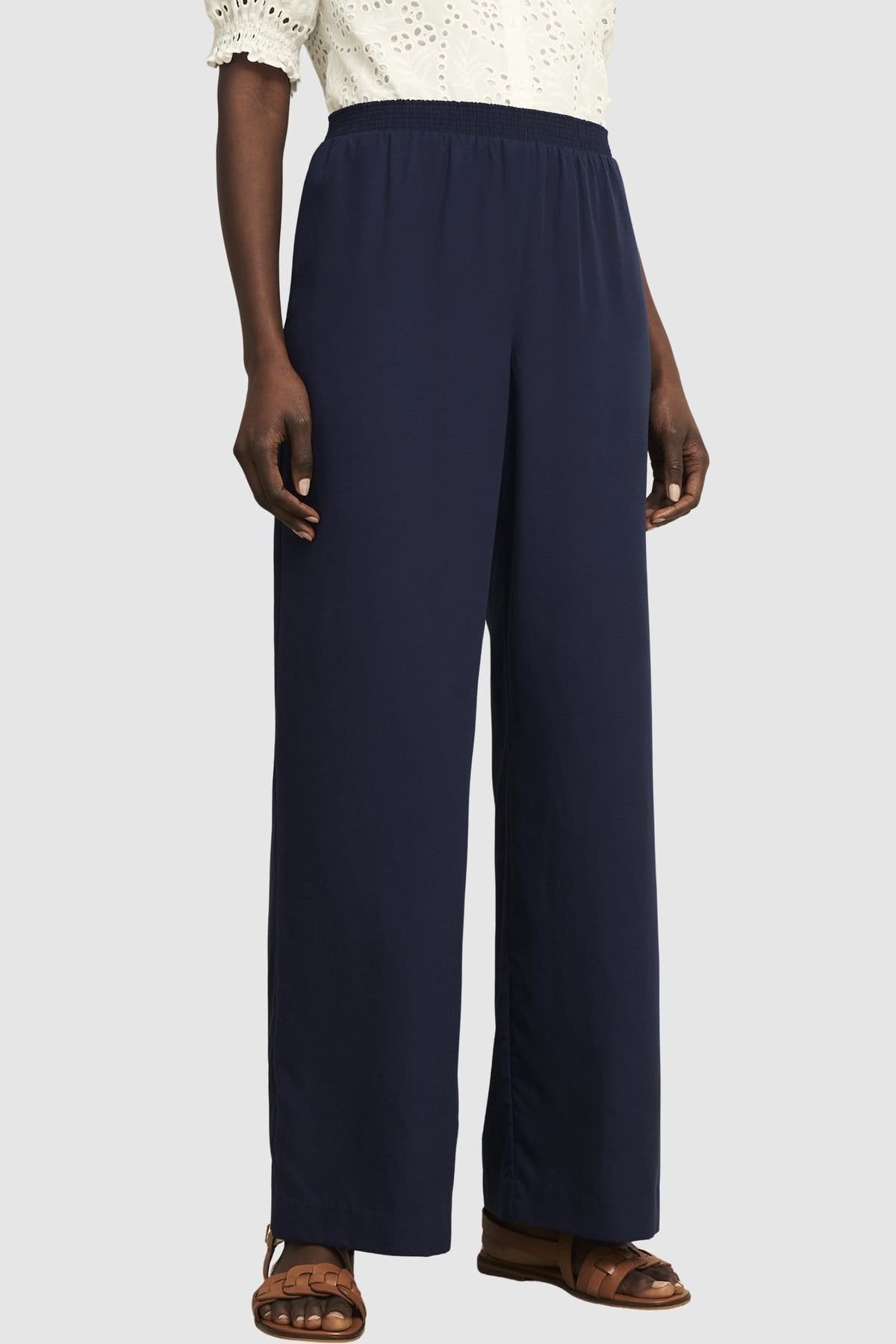 Hobbs London Dark Navy Wide Leg Trousers