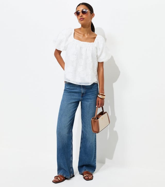 New Look Women's White Daisy Puff Sleeve Blouse New Look - 2