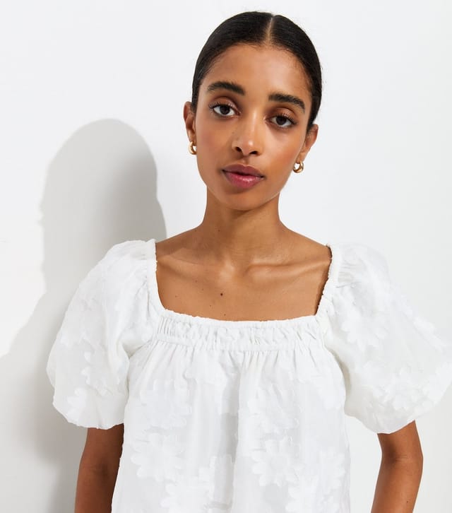 New Look Women's White Daisy Puff Sleeve Blouse New Look - 3