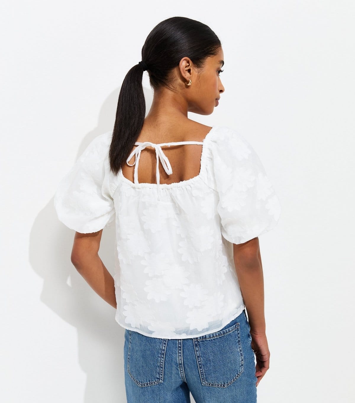 New Look Women's White Daisy Puff Sleeve Blouse New Look - 4