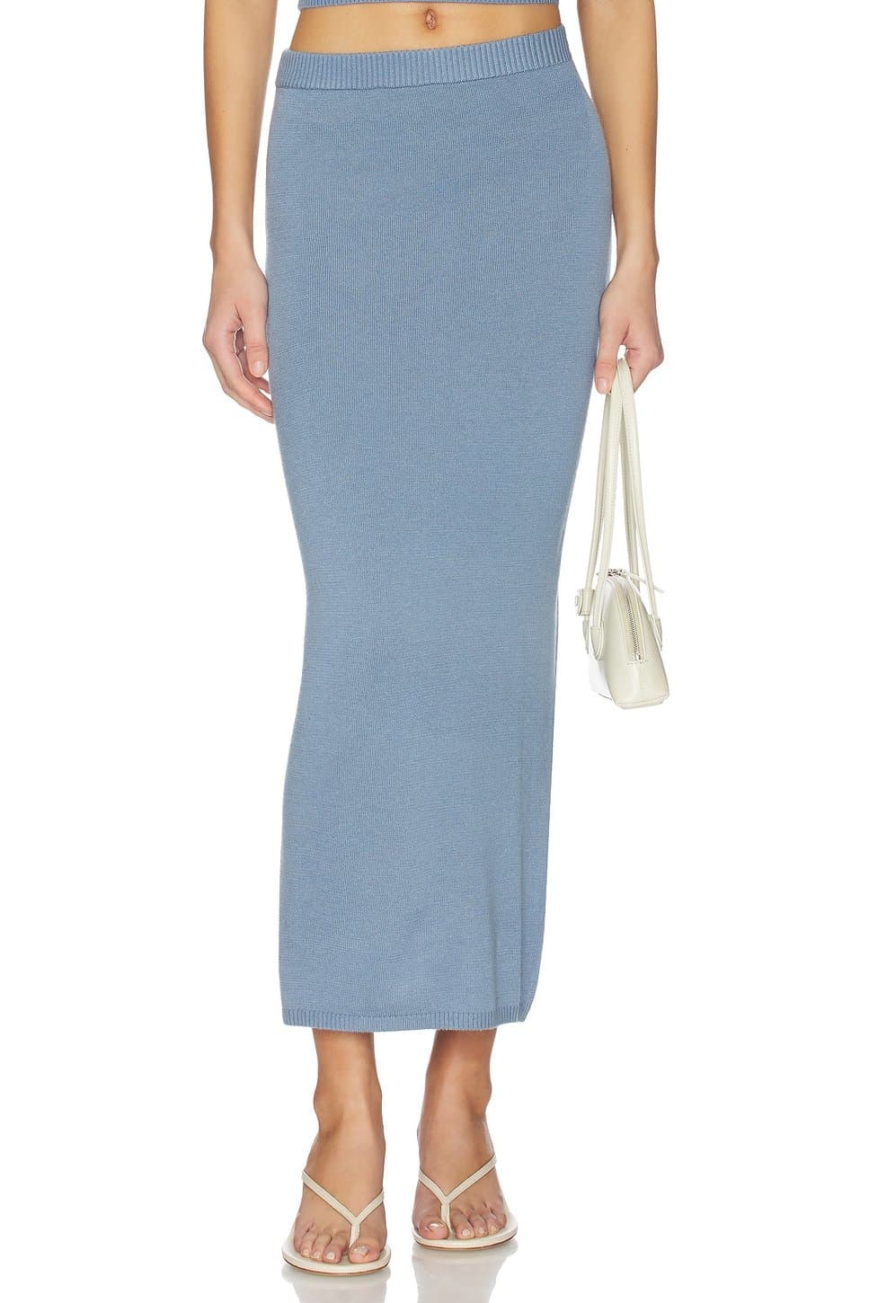 revolve Revolve Dusty Blue Knit Maxi Skirt
