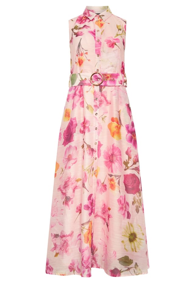 Star By Julien Macdonald Star by Julien Macdonald Women's Floral Sleeveless Maxi Shirt Dress in Baby Pink - 2