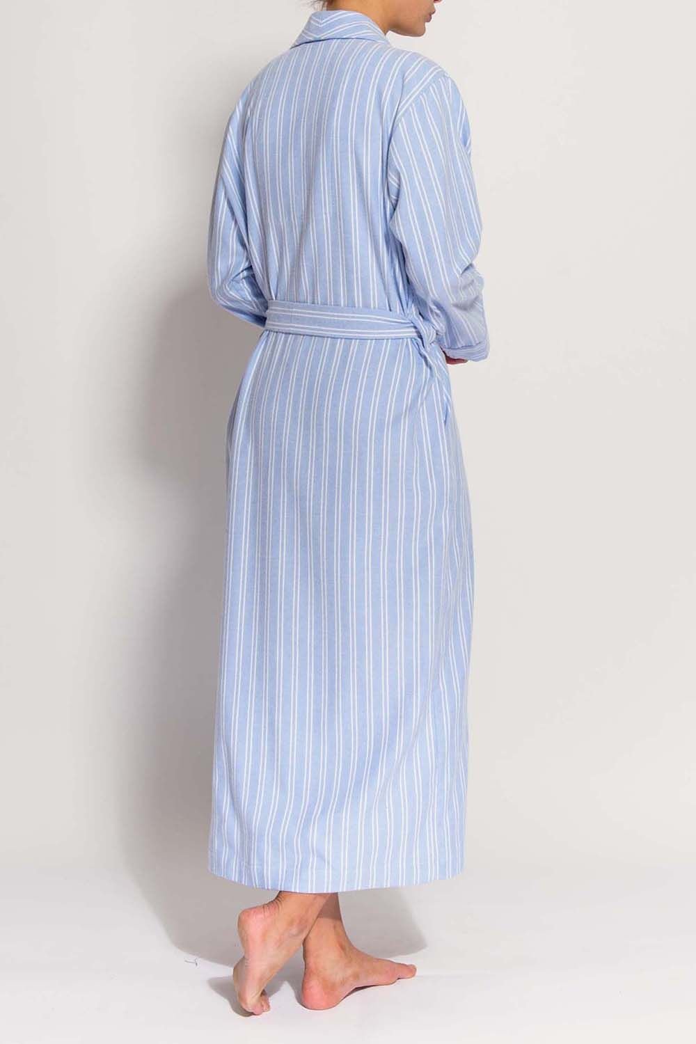 British Boxers British Boxers Women's 'Westwood' Blue Stripe Brushed Cotton Dressing Gown in Light Blue - 4