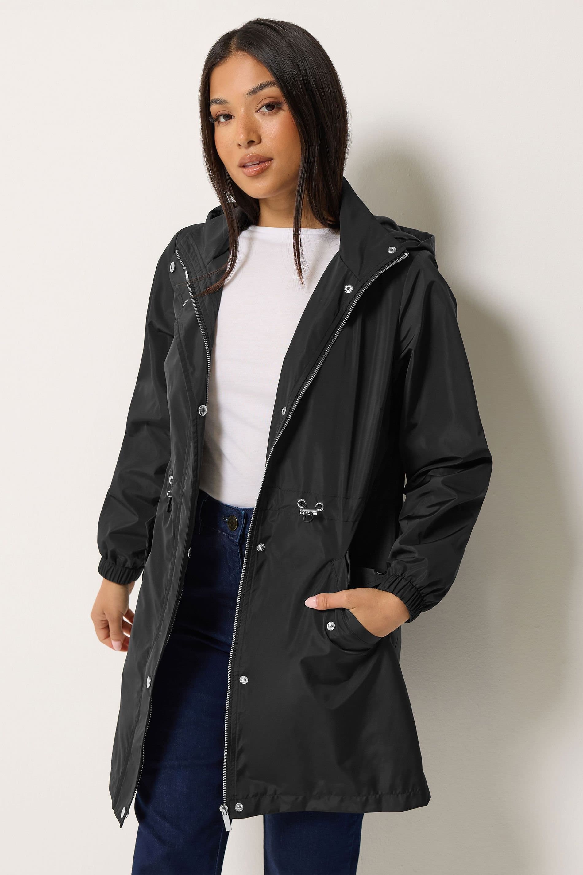 M&Co M&Co Women's Petite Rain Jacket in Black