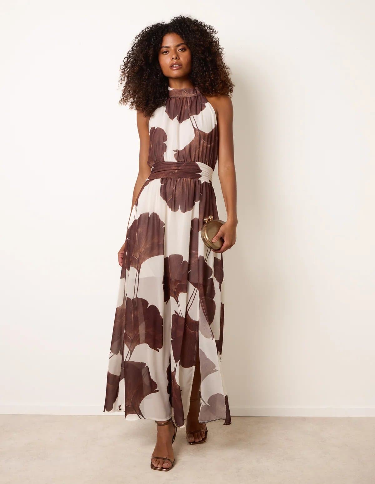Blue Vanilla Printed Halter Neck Maxi Dress