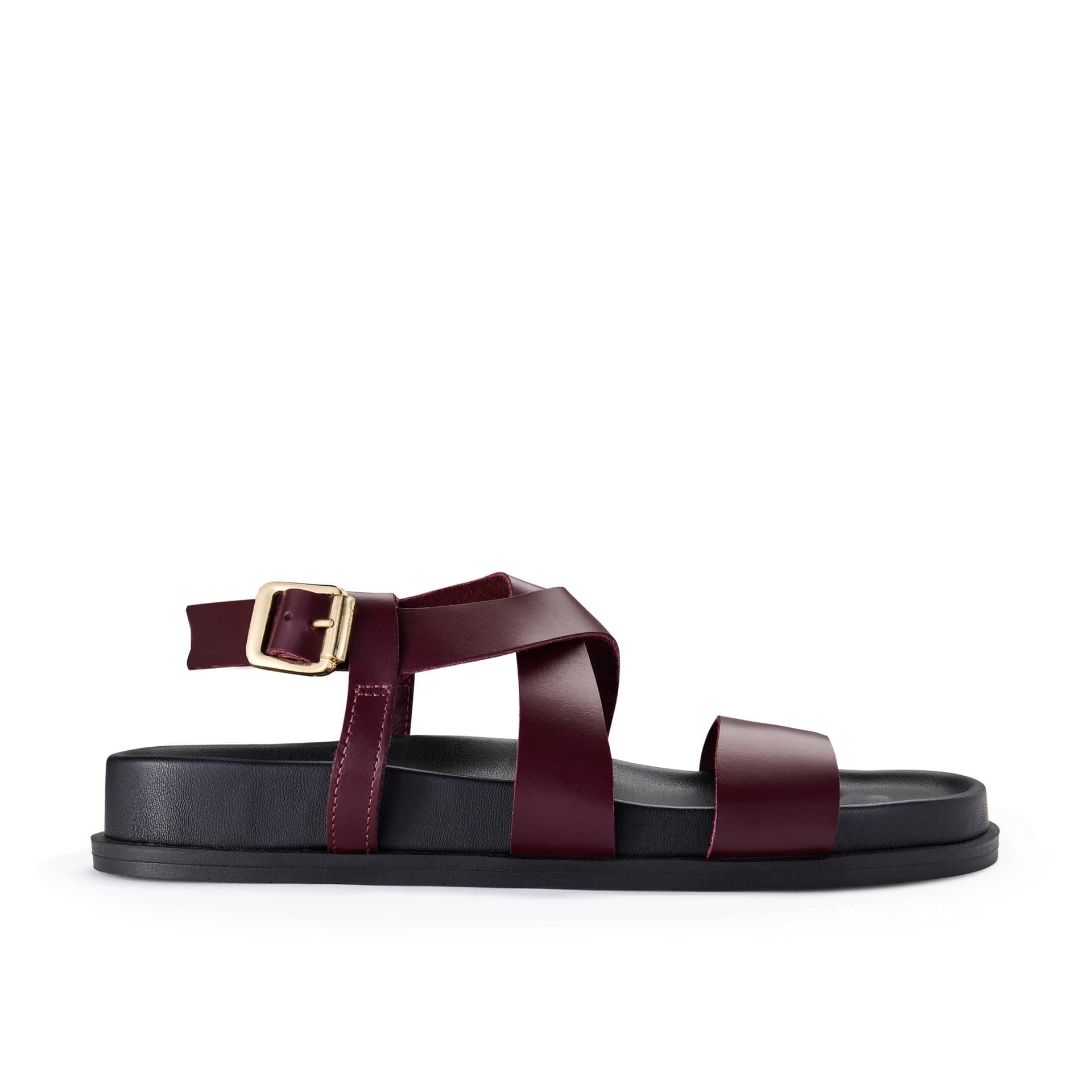 Clarks Clarks Women's Zarlea Strap Burgundy Leather Flat Sandals in Red