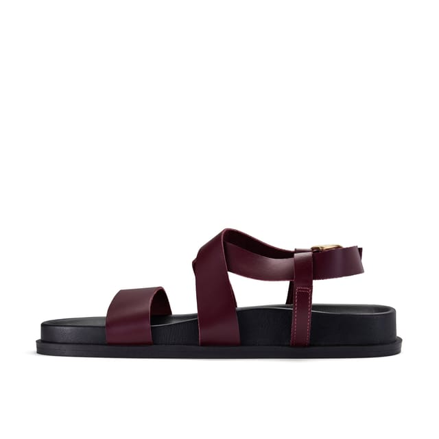 Clarks Clarks Women's Zarlea Strap Burgundy Leather Flat Sandals in Red - 2