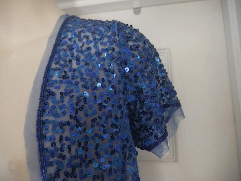 Debenhams Red Herring Cardigan Ladies Size M Blue Sequin Bolero Jacket Evening Party New - 1