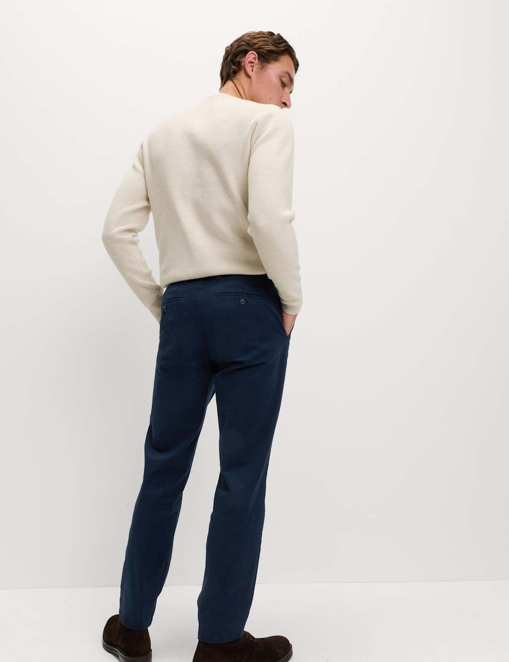 Marks & Spencer M&S 2 Pack Regular Fit Stretch Chinos Medium Navy - 4