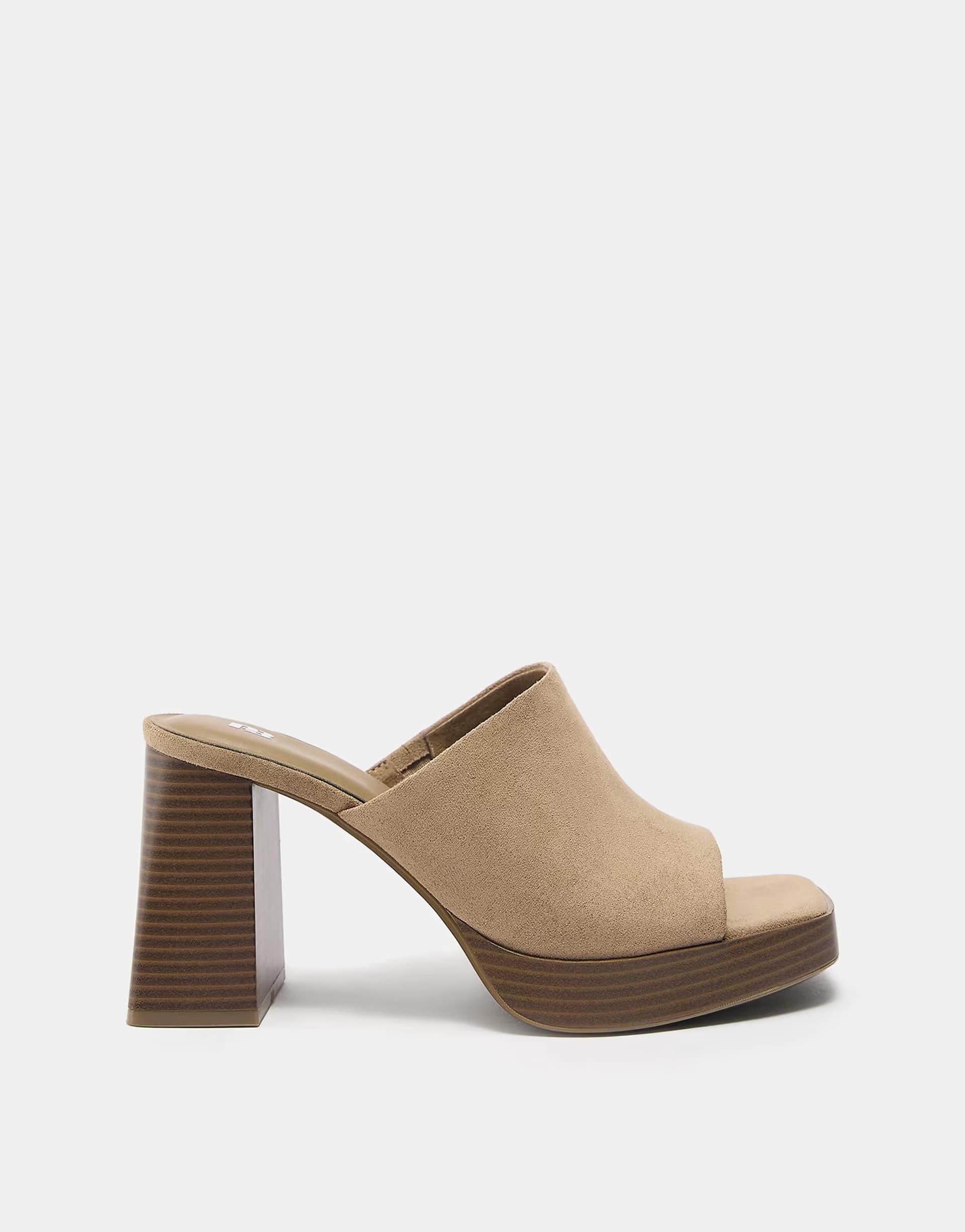 ASOS Pull&Bear Platform mule heels in beige