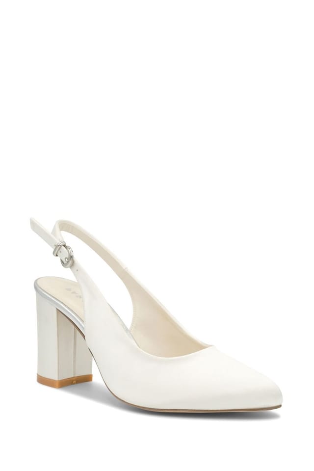 Paradox London Paradox London Women's Dyebale Satin 'Alston' High Block Heel Sling Back in Ivory - 2