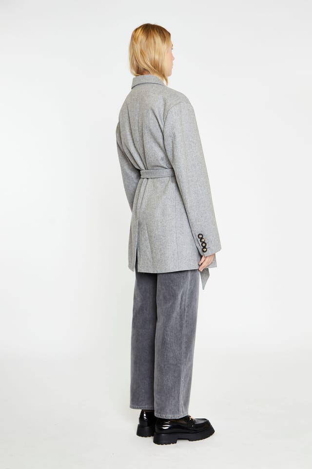 Shnoo Shnoo Women's Oversized Belted Blazer Coat in Grey - 2