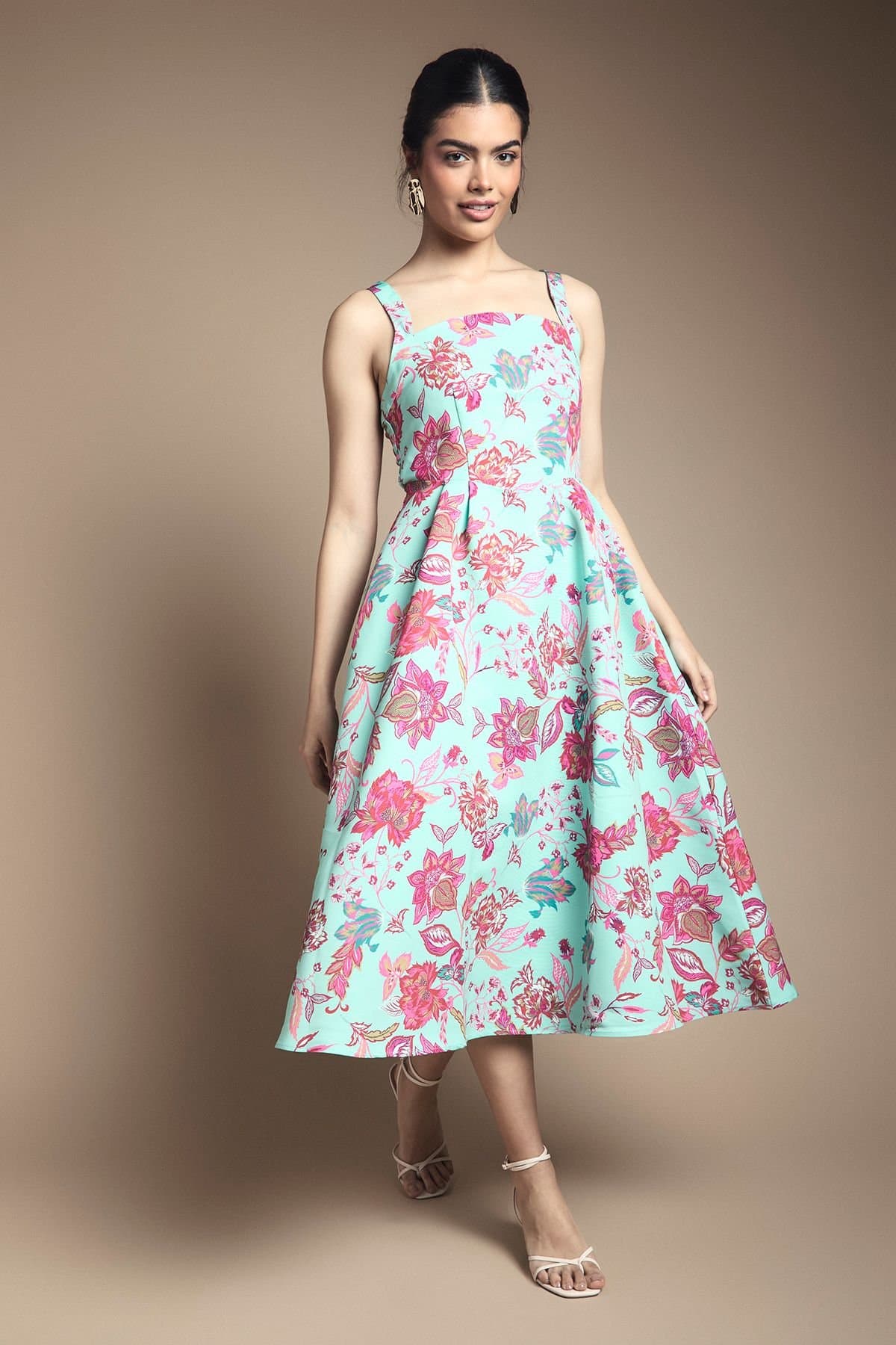 Oasis Oasis Women's Strappy Midi Prom Dress in Floral