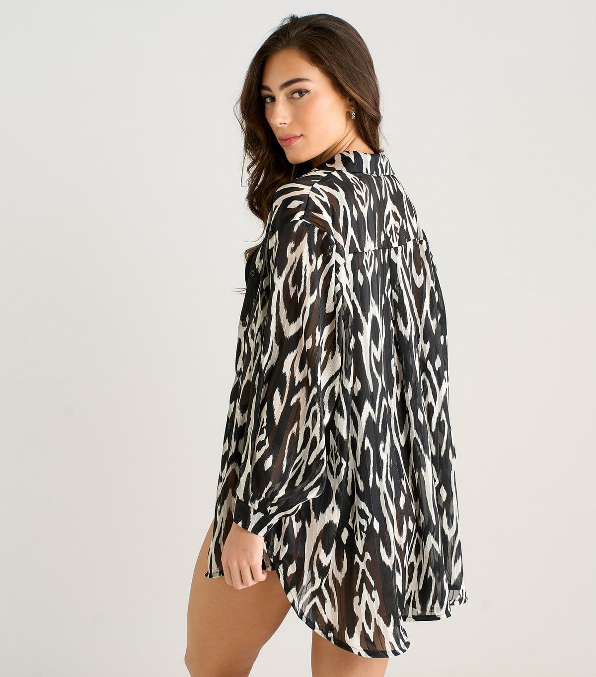 Gini London Women's Black Abstract Print Beach Shirt Gini London New Look - 4