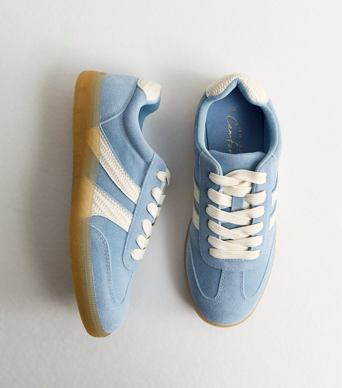New Look Women's Blue Faux Suede Side Stripe Trainers Vegan New Look - 1
