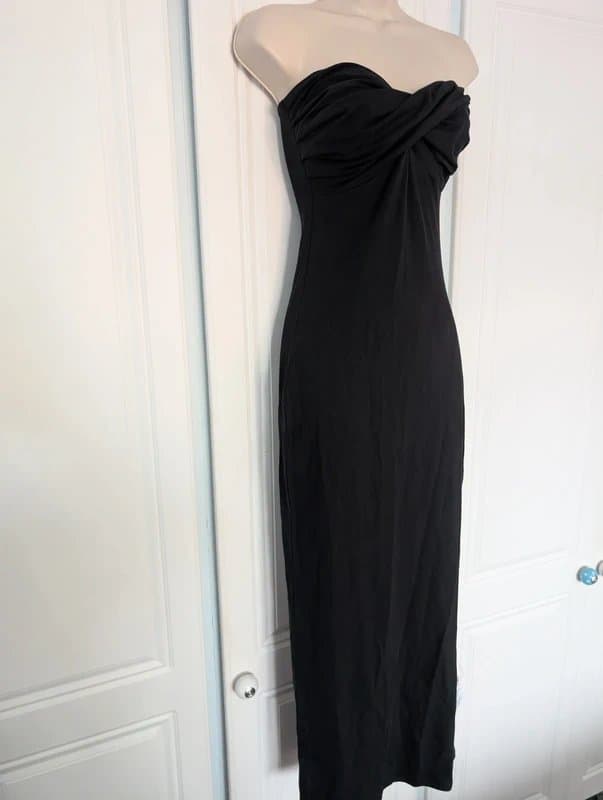 ASOS ASOS Design twist bust bodycon bandeau midaxi dress in black size 6
