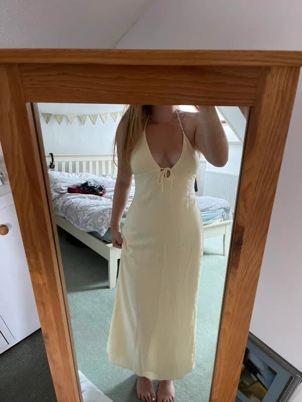 Bershka Yellow halter neck dress