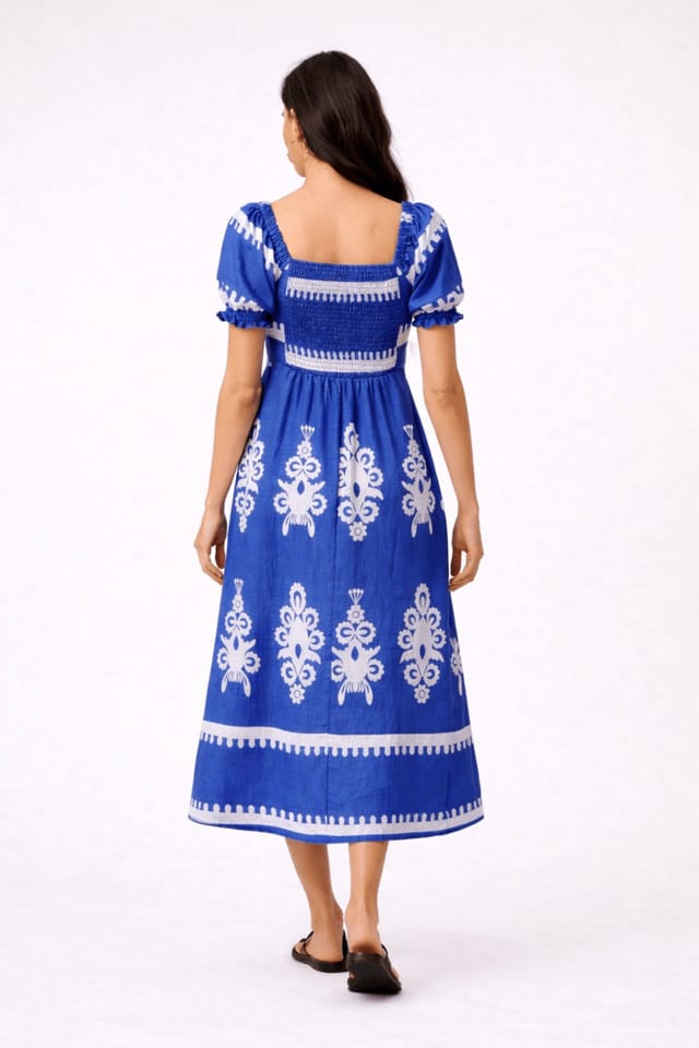 Style Cheat Style Cheat Women's Blue Knot Front Midi Dress in Green - 3
