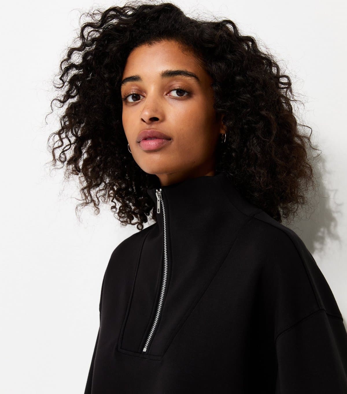 New Look Women's Premium Black Three Quarter Zip Sweatshirt New Look