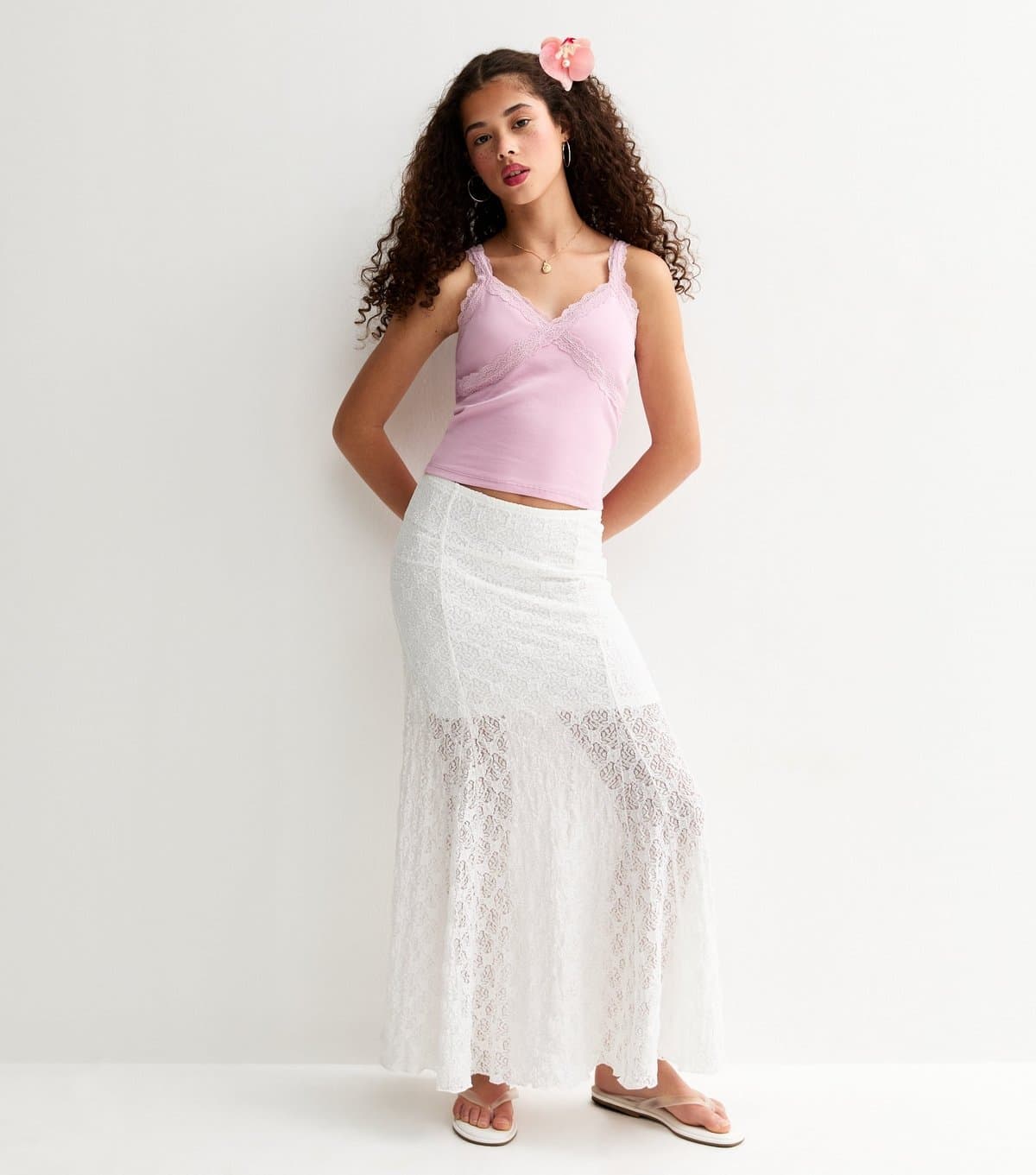New Look Girls' White Lace Maxi Skirt New Look