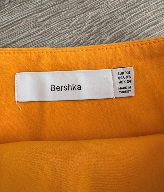Bershka Bershka Mustard Yellow Belted Mini Skirt XS High Waist Zip Front Smart Casual
