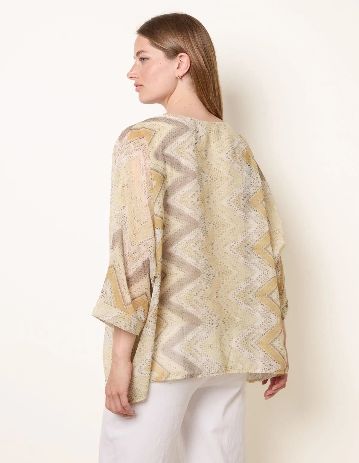 Blue Vanilla Zig Zag Round Neck Oversized Top - 4