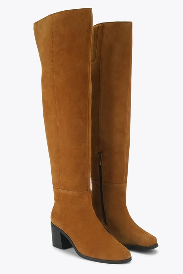 Kurt Geiger London Kurt Geiger London Women's 'Kgl Block Heel Knee Boot' Suede Boots in Tan - 2