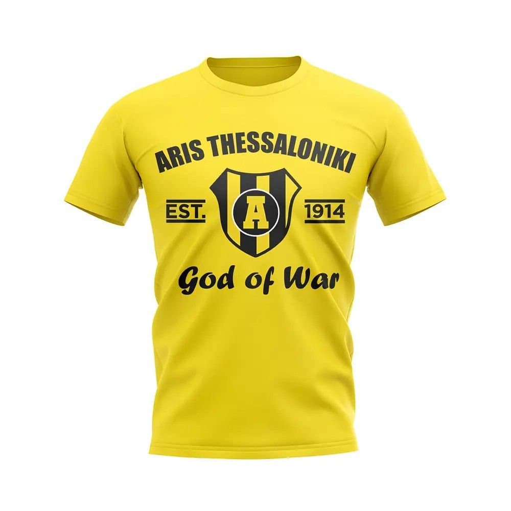 Aris Aris Men's Mens Thessaloniki Established Football T-Shirt in Yellow