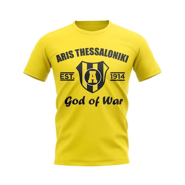 Aris Aris Men's Mens Thessaloniki Established Football T-Shirt in Yellow - 2