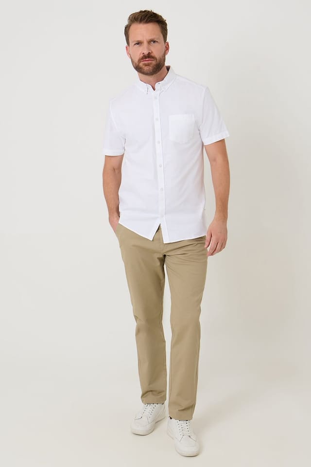 Saltwell Saltwell Men's Slim Fit Stretch Chino Trousers in Stone - 3