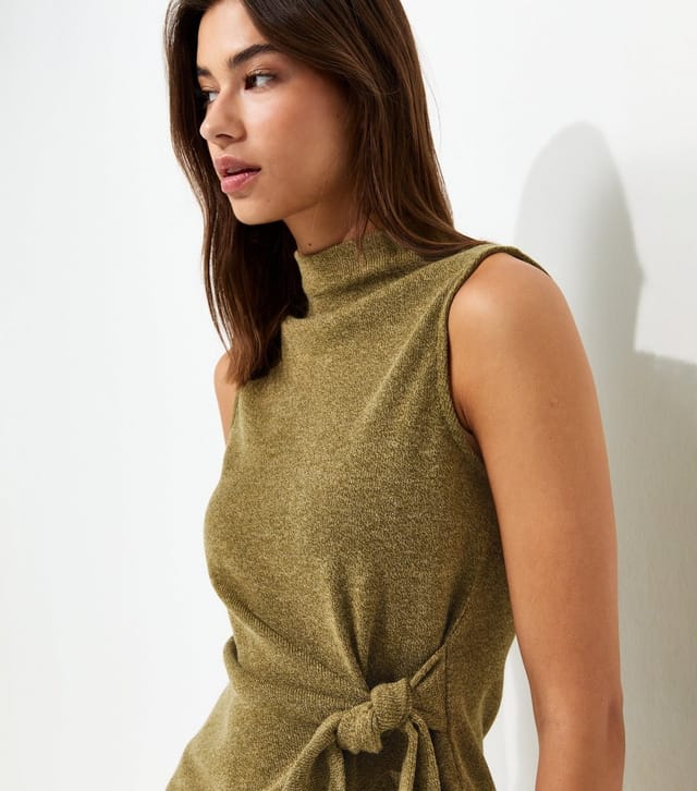 New Look Women's Light Khaki Knotted High Neck Sleeveless Top New Look - 2